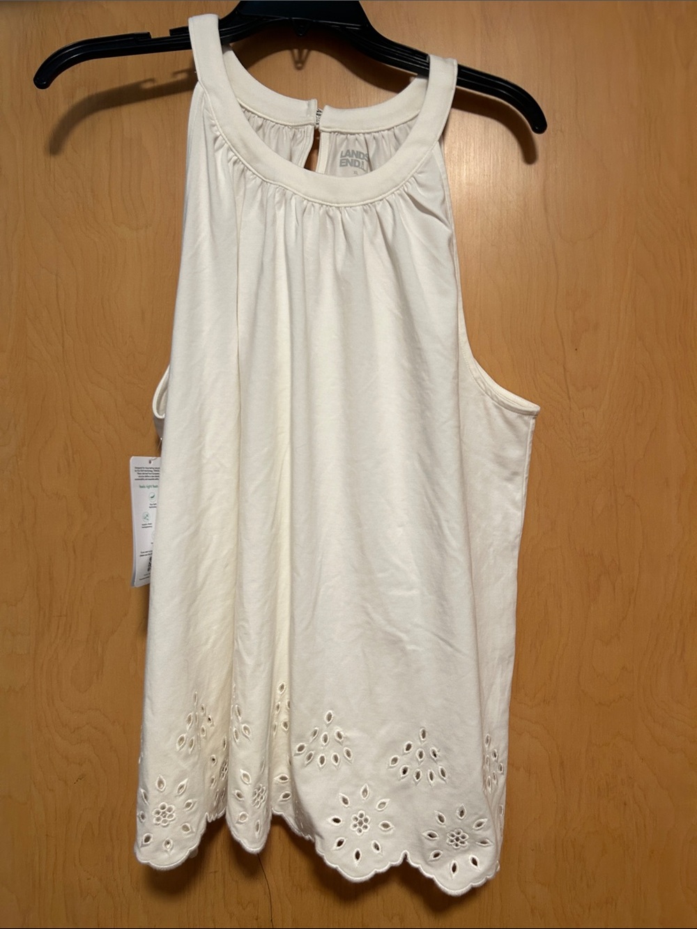 Lands' End white Eyelet Hem Sleeveless Tank nwt xl